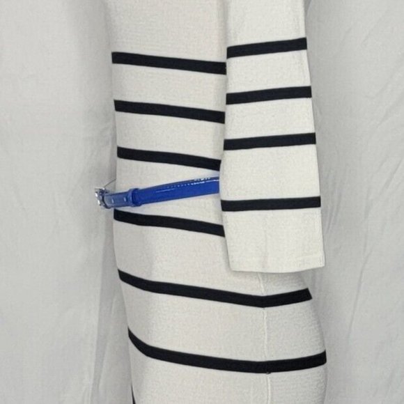 bebe Striped Off Shoulder 3/4 Sleeve Bodycon Mini Dress Size M - Picture 4 of 6